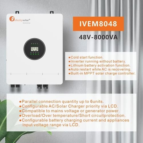 Felicity Solar 8kVA 48V Hybrid Inverter with 10000W MPPT - Image 2