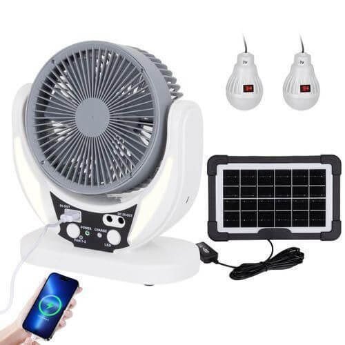 MDJD 6 Inch Solar Fan with LED Light and Solar Panel