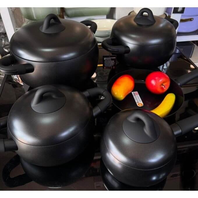 UCC LIFE 5-Piece Ceramic Non-Stick Cookware Set – Black